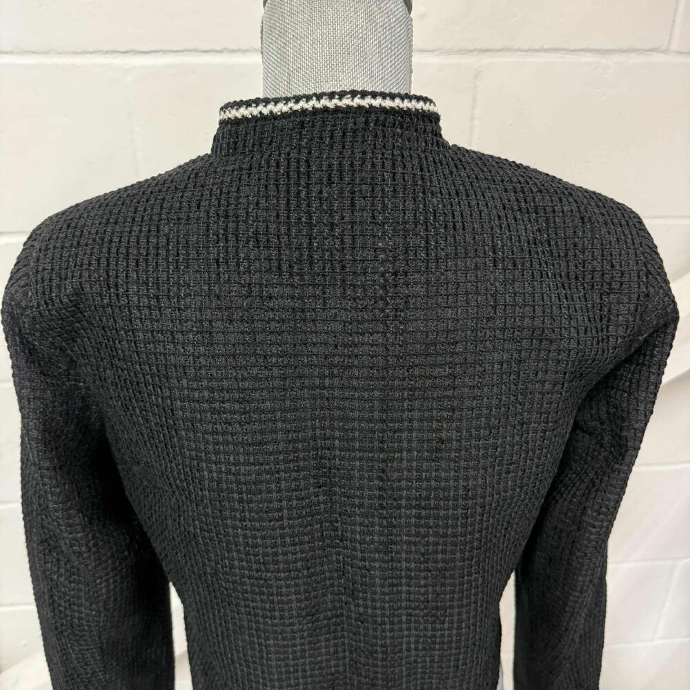 Avec Les Filles Tweed Crop Jacket Career Black Velvet Bow Trim Women’s Small NWT - Picture 8 of 16
